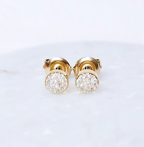 CZ Pave Disc Stud Earrings * Must Have* Choose Your Metal