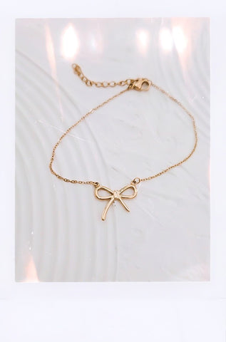 New The Perfect Ribbon Bow Chain Bracelet  * Choose your Metal*
