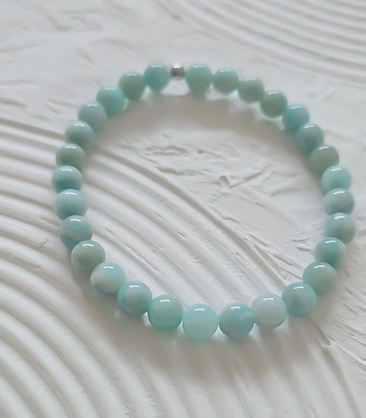 Green Aqua Amazonite Gemstone Bracelet (6mm beads)