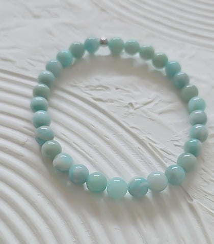 Green Aqua Amazonite Gemstone Bracelet (6mm beads)
