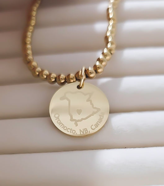 Oh Canada Hometown  Map w/ Heart Bracelet // Province // Territory // City * CHOOSE YOUR METAL*