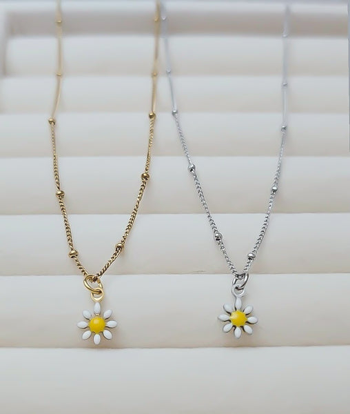 Dainty Enamel Daisy Necklace *CHOOSE YOUR METAL*