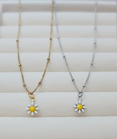 Dainty Enamel Daisy Necklace *CHOOSE YOUR METAL*