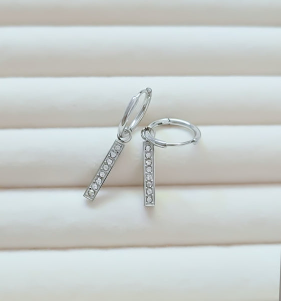 CZ Bar Huggie Hoop Earrings *LOVE THESE* Choose Your Metal