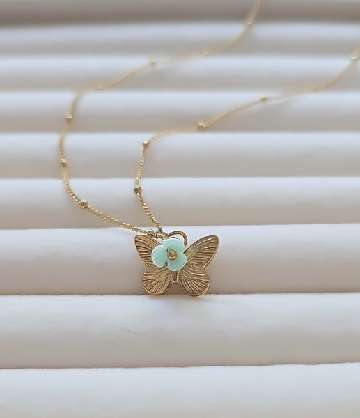 New Butterfly Floral Necklace  *Choose your Metal*