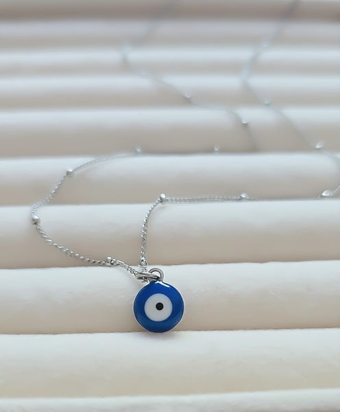 Dainty Blue Eye Satellite Chain Necklace *Choose your metal*