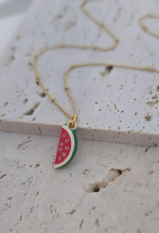 New Adorable Enamel Watermelon Slice Necklace *LOVE*