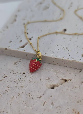 New Adorable Enamel Strawberry Necklace *LOVE this set!!*