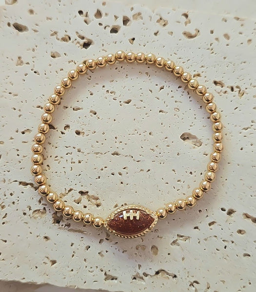 New! Sports Bracelet: Sparkling Goldstone Football Bracelet *MUST HAVE for Game Day!* Choose your metal