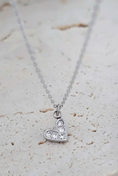 New Dainty CZ Heart Charm Necklace *Choose your metal*