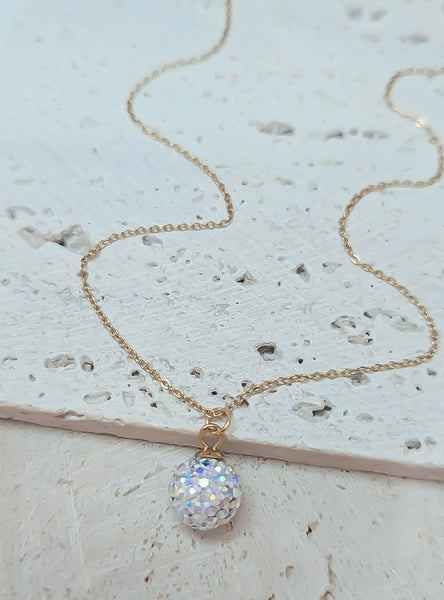 Confetti Pave Ball Necklace Gold