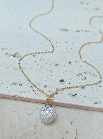 Confetti Pave Ball Necklace Gold