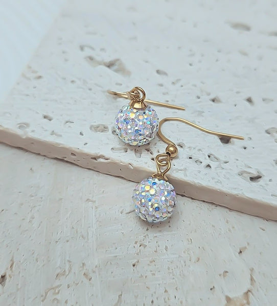 Confetti Pave Dangle Earrings (Shorty Style) Gold