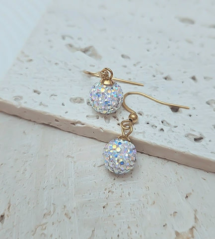 Confetti Pave Dangle Earrings (Shorty Style) Gold