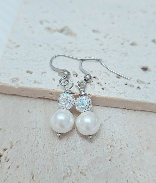 Luxe South Sea Pearl & Confetti Pave Earrings