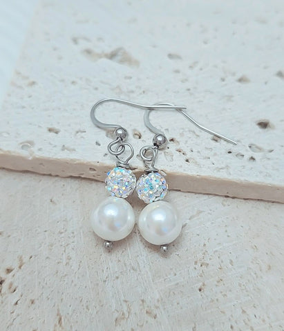 Luxe South Sea Pearl & Confetti Pave Earrings