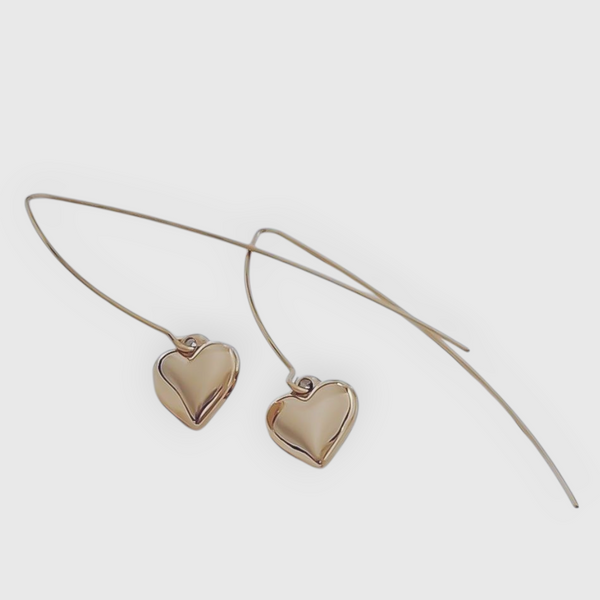 New Super Long Marquis Drop Earrings with Puff Hearts *Choose your Metal*