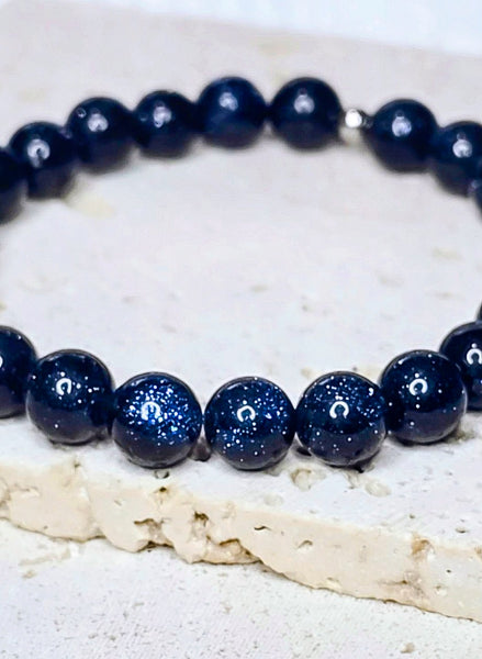Midnights - Blue Sandstone Gemstone Bracelet (8mm beads) *Gorgeous*