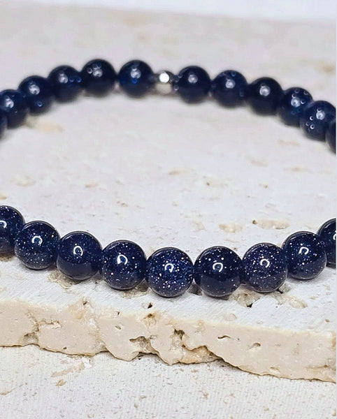 Midnights - Blue Sandstone Gemstone Bracelet (6mm beads) *Gorgeous*
