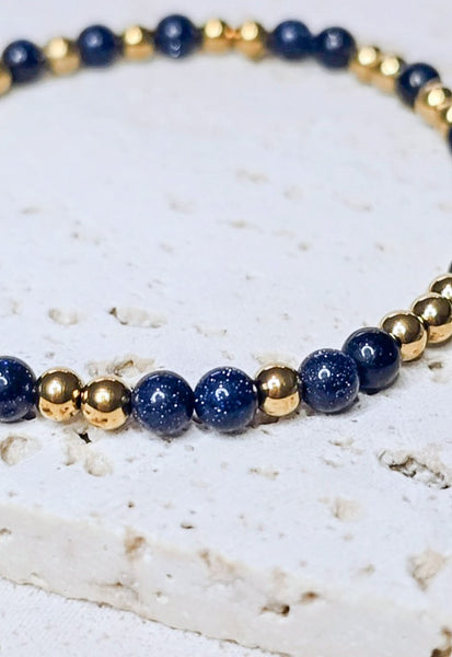 Midnights - Blue Sandstone Bead Mix Bracelet * Choose Your Metal*