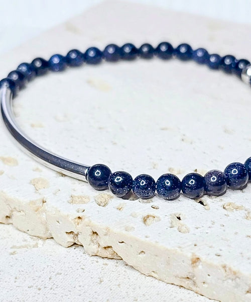 Midnights - Blue Sandstone Bar Bracelet * Choose Your Metal*