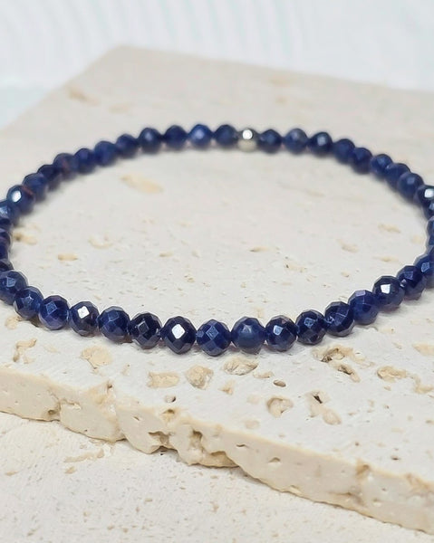 Micro-Faceted Blue Sapphire Gemstone Bracelet