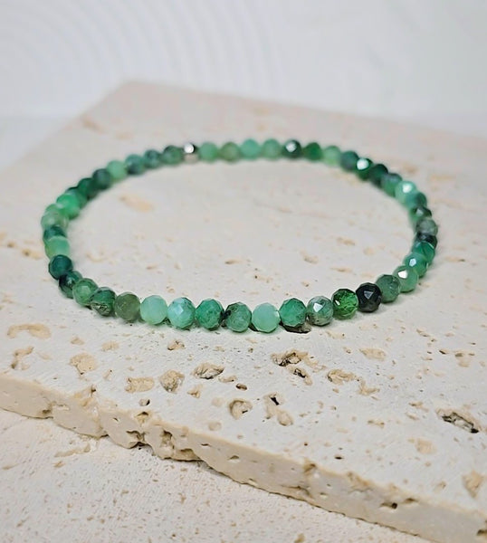 Micro-Faceted Emerald Gemstone Bracelet