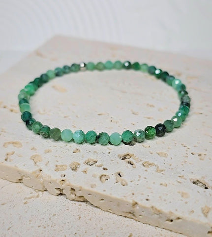 Micro-Faceted Emerald Gemstone Bracelet