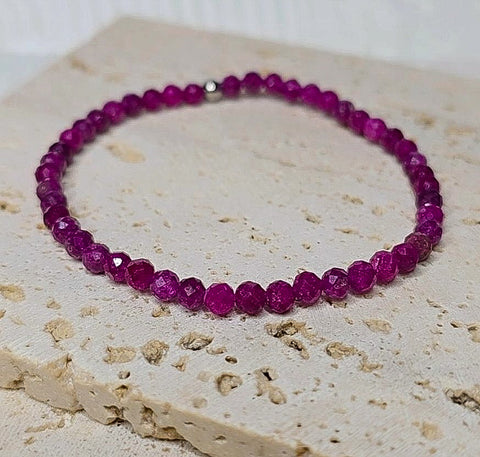 Micro-Faceted Ruby Gemstone Bracelet