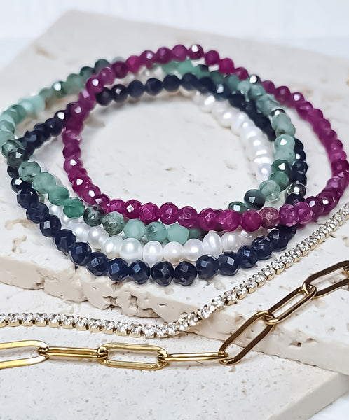 Micro-Faceted Ruby Gemstone Bracelet