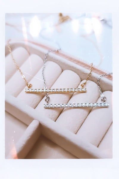 CZ Horizontal Bar Necklace / *CHOOSE YOUR METAL*