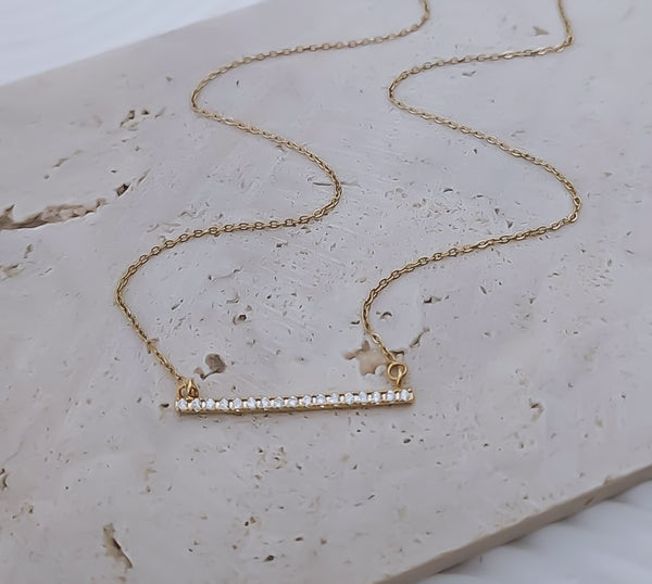 CZ Horizontal Bar Necklace / *CHOOSE YOUR METAL*