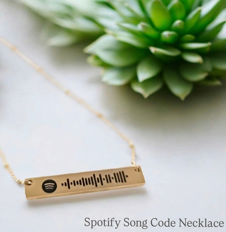 Spotify Song Code Engraved Horizontal Bar Necklace *Choose your metal*