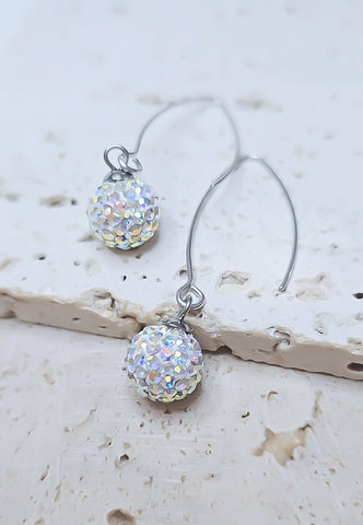 Confetti Pave Earrings (Marquis Style) Silver