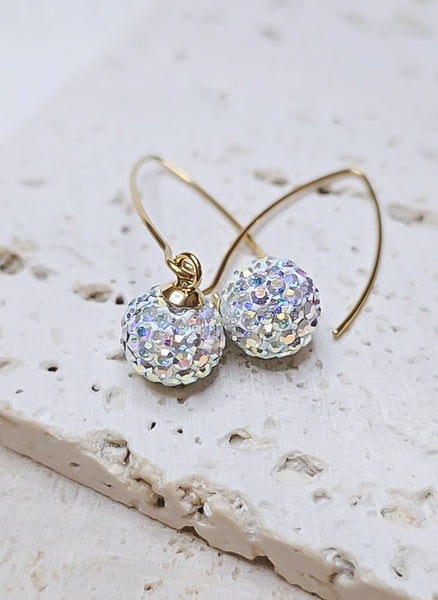 Confetti Pave Dangle Earrings (Marquis Style) Gold