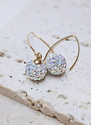 Confetti Pave Dangle Earrings (Marquis Style) Gold