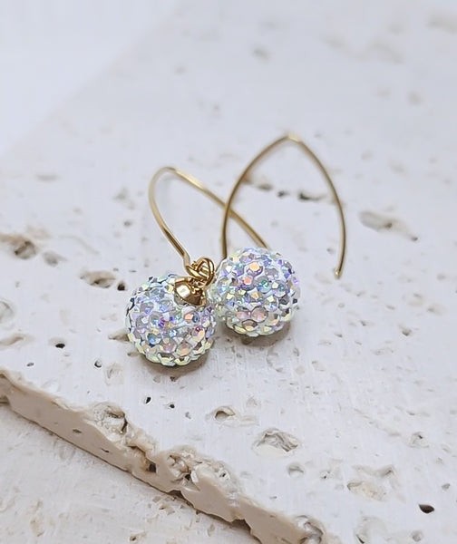 Confetti Pave Dangle Earrings (Marquis Style) Gold