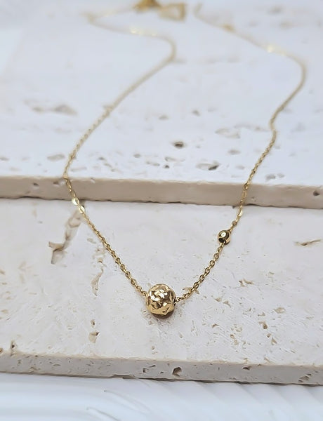 New Hammered Ball w/ side ball accent Necklace  * Choose your Metal*