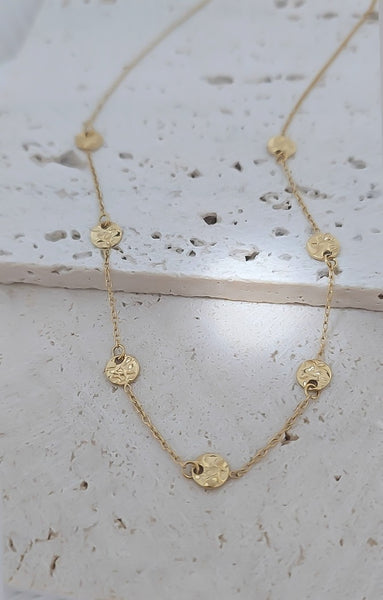 New Dainty Hammered Discs Links Necklace *Gold Only*