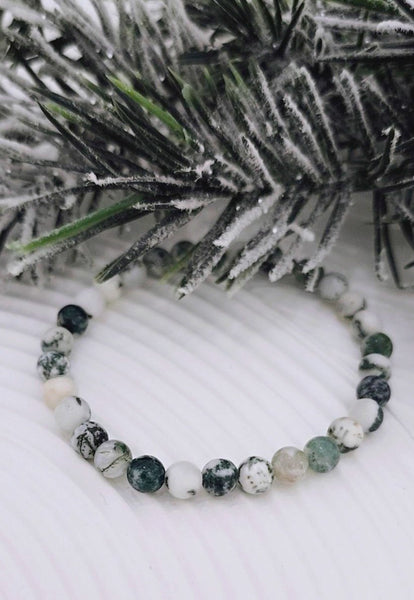 Christmas Tree Farm - Tree Agate Gemstone Bracelet (6mm beads)
