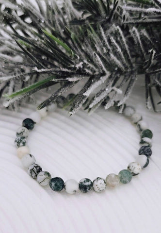 Christmas Tree Farm - Tree Agate Gemstone Bracelet (6mm beads)