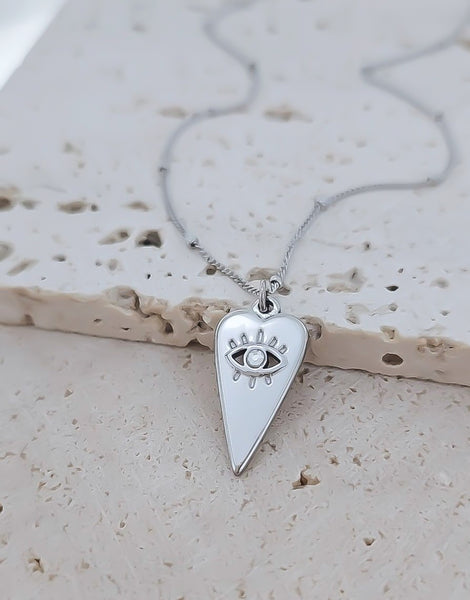New Heart cz Eye Necklace  *Choose your Metal*
