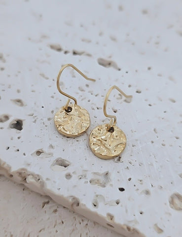 New Small Hammered Disc Shorty Earrings *Choose your Metal*