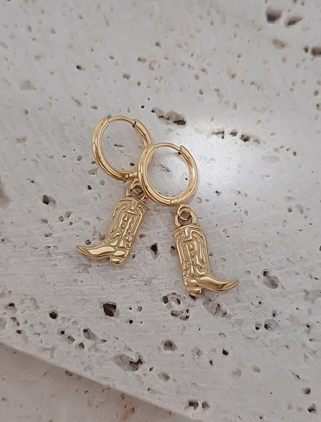 New Cowboy / Cowgirl Boots Hoop Earrings (Small) *Choose your Metal*