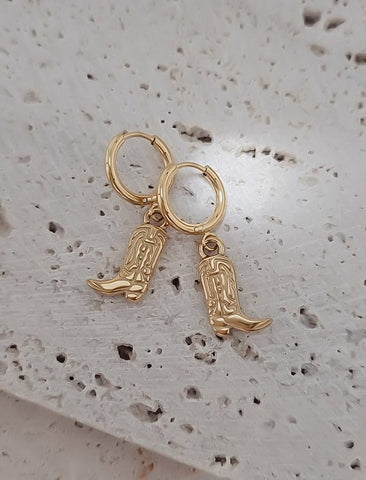 New Cowboy / Cowgirl Boots Hoop Earrings (Small) *Choose your Metal*