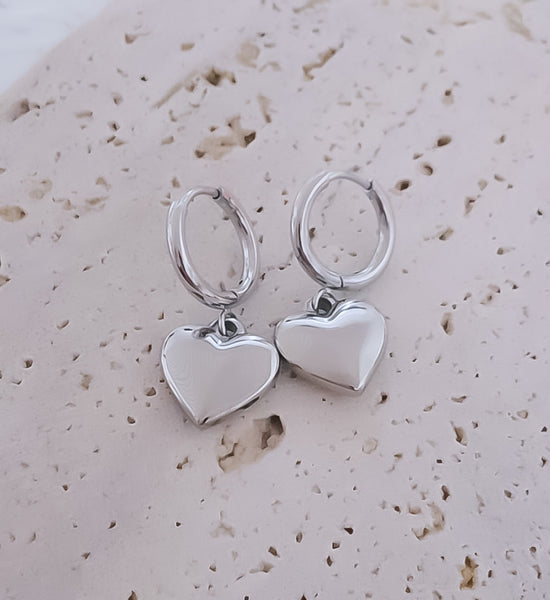 New Huggie Hoop Puff Heart Charm Earrings *Choose your Metal* LOVE THESE!