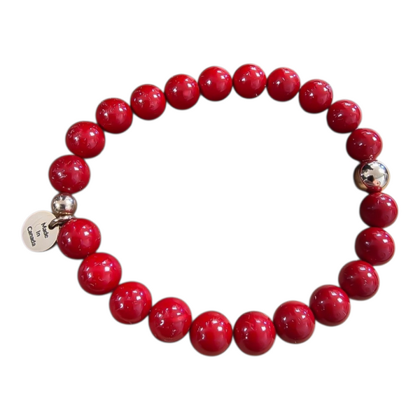 Luxe Red South Sea Pearls Canadian Maple Leaf Disc Bracelet * CHOOSE YOUR METAL*
