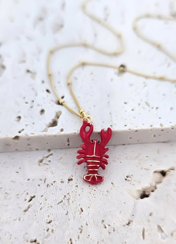 Maritime Must Have: New Adorable Enamel Lobster Necklace *LOVE* Choose Your Metal