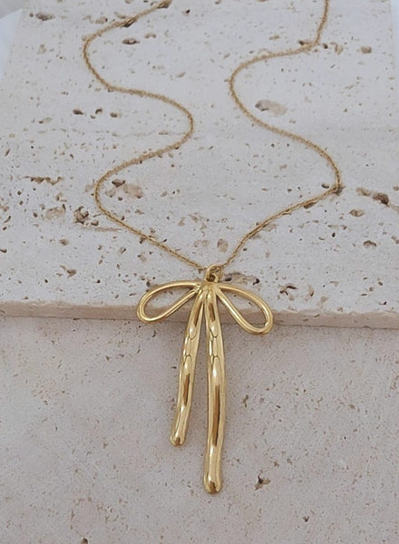 New Large Ribbon Bow Necklace *Gold Only*