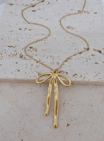 New Large Ribbon Bow Necklace *Gold Only*
